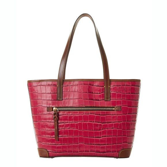 New! DOONEY & BOURKE Charleston Women's Crocodile Leather Red Tote Handbag Bag - Picture 3 of 6